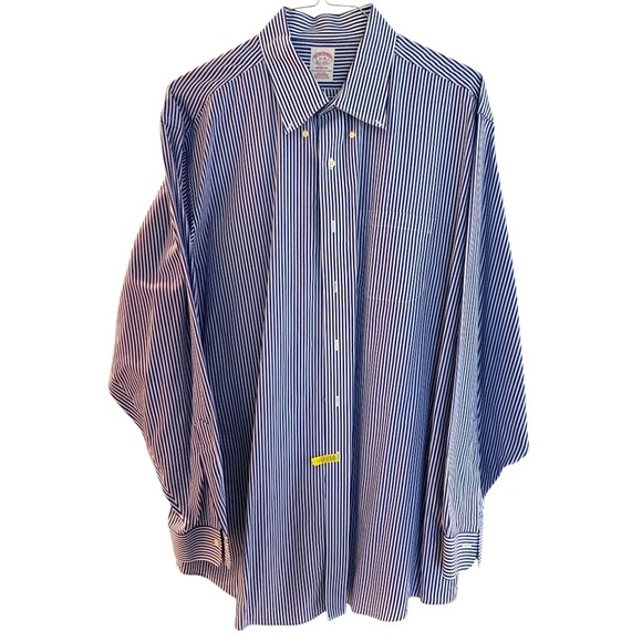 Brooks Brothers Madison Button down dress shirt white blue stripe 18/36 - Picture 2 of 7